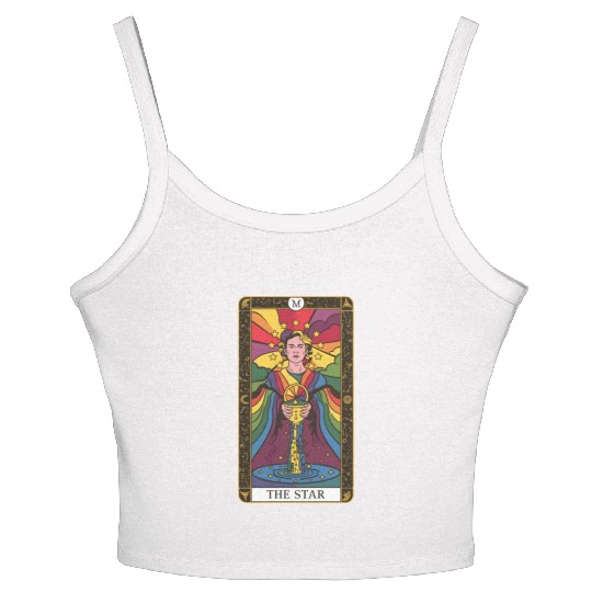 Gay Pride The Star Tarot Card, LGBTQ Tarot Card Women's Spaghetti Strap Tank Top