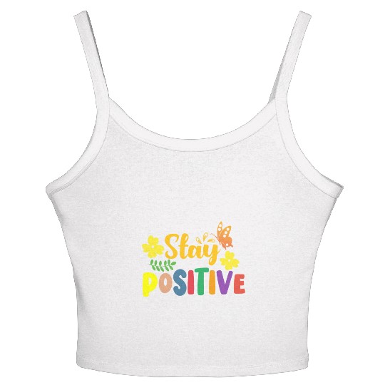 Stay Positive with Sunshine and Butterflies Women's Spaghetti Strap Tank Top