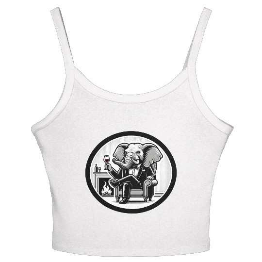 Elegant Elephant Pachyderm in Suit Women's Spaghetti Strap Tank Top