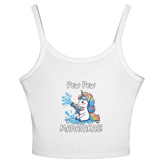 Funny | Hilarious Gift Idea | Pew Pew Madafakas Women's Spaghetti Strap Tank Top