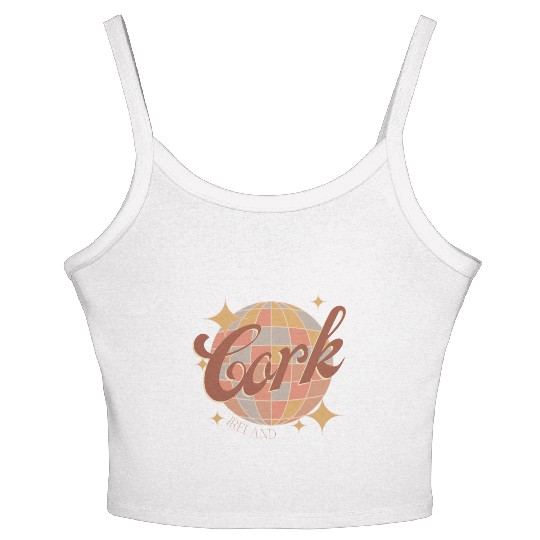 Cork City Ireland Retro Vintage Disco ball design Women's Spaghetti Strap Tank Top