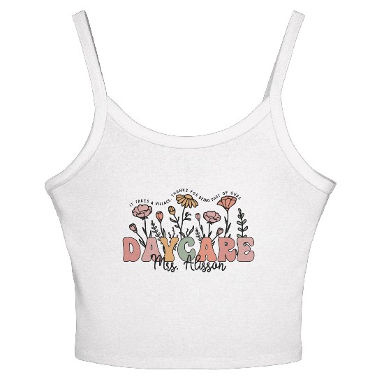 Wildflower Teacher Name Women's Spaghetti Strap Tank Top