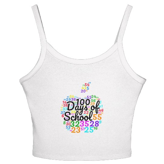 100 Days Of School Design From Numbers In Apple Women's Spaghetti Strap Tank Top
