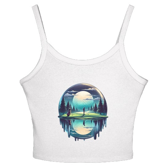 Night Golfer Escape Golfing Twilight Fairway Women's Spaghetti Strap Tank Top