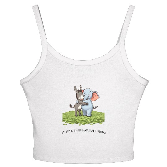 Funny Republican Party Elephant Democratic Donkey Women's Spaghetti Strap Tank Top