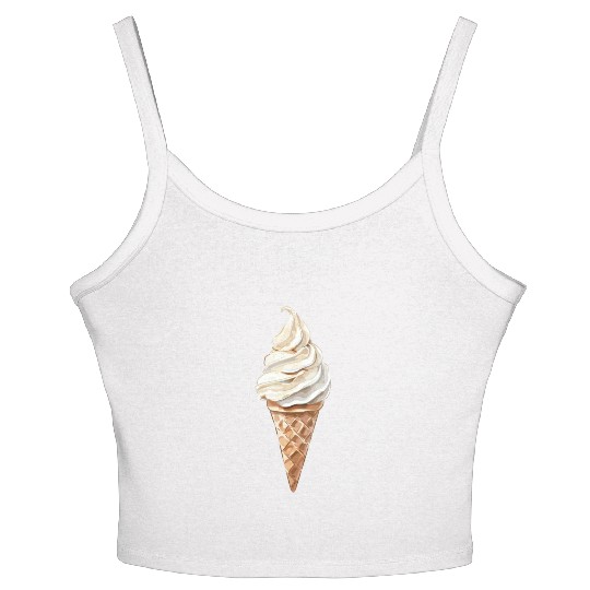 Swirled Vanilla Ice Cream Cone Delight Women's Spaghetti Strap Tank Top
