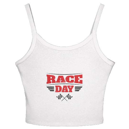 Race Day Car Racing Checkered Flag Women's Spaghetti Strap Tank Top