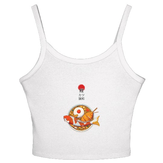 Harmony of Koi Fish and Katsu Delight Women's Spaghetti Strap Tank Top