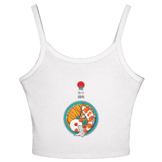 Harmony of Koi Fish and Katsu Delight Women's Spaghetti Strap Tank Top