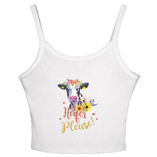 Salty A Heifer Please Funny Farmer Cow Lovers Women's Spaghetti Strap Tank Top