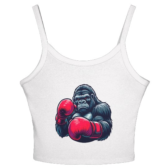 Wild Gorilla Boxing Gloves Graphic Animal Lover Women's Spaghetti Strap Tank Top