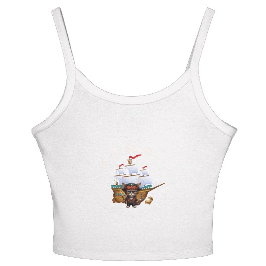 ARRR... Cat-tain of the Ship! - Pirate Cat Women's Spaghetti Strap Tank Top