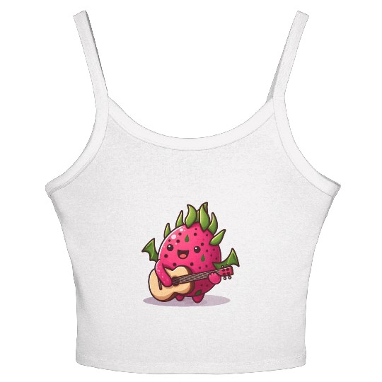 Dragon fruit plays guitar Women's Spaghetti Strap Tank Top