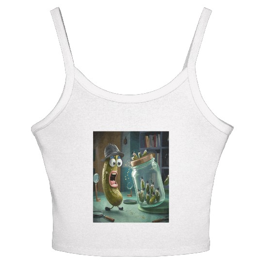 Funny Pickle Surprise Cucumber Pickles Women's Spaghetti Strap Tank Top