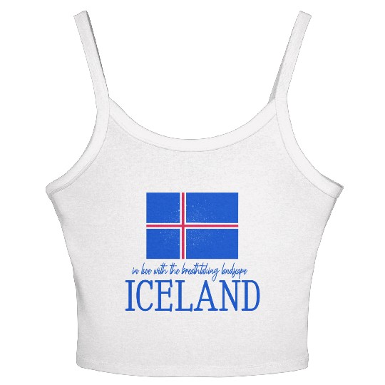 Nordic Flag Illustration with Icelandic Text Women's Spaghetti Strap Tank Top