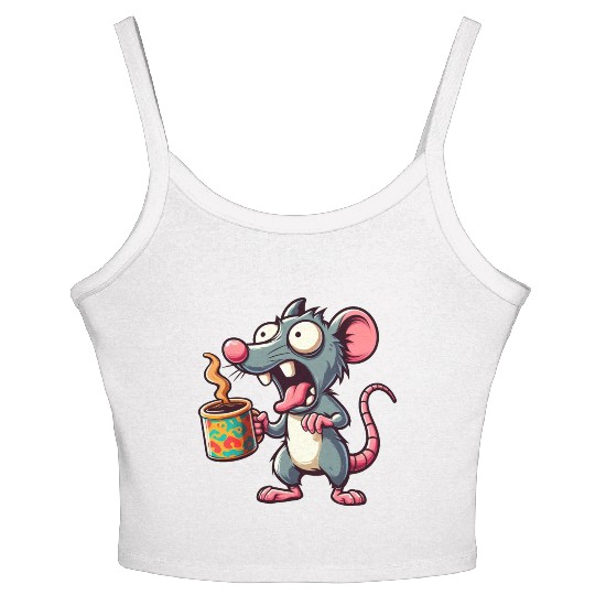 Mouse rat coffee coffee drinkers coffee lovers Women's Spaghetti Strap Tank Top