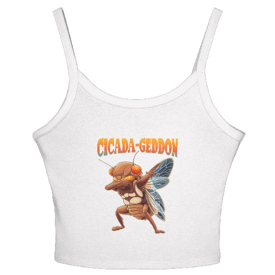 Funny Dabbing Cicada 2024 Dab Women's Spaghetti Strap Tank Top