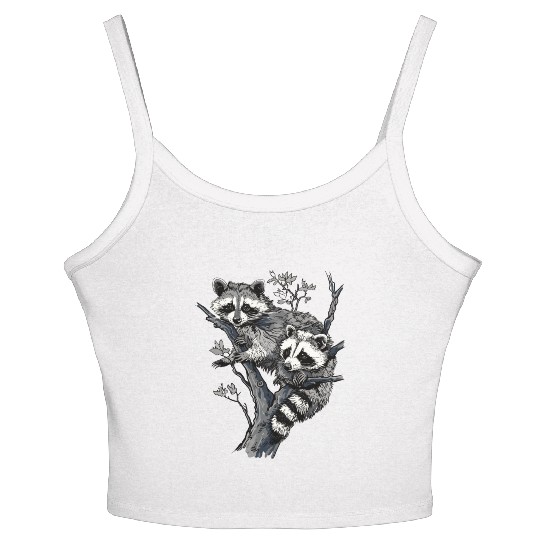 Opossum and raccoon Women's Spaghetti Strap Tank Top