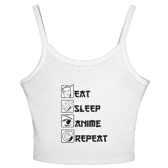 Eat Sleep Anime Repeat Anime Lovers Gifts for Men Women's Spaghetti Strap Tank Top