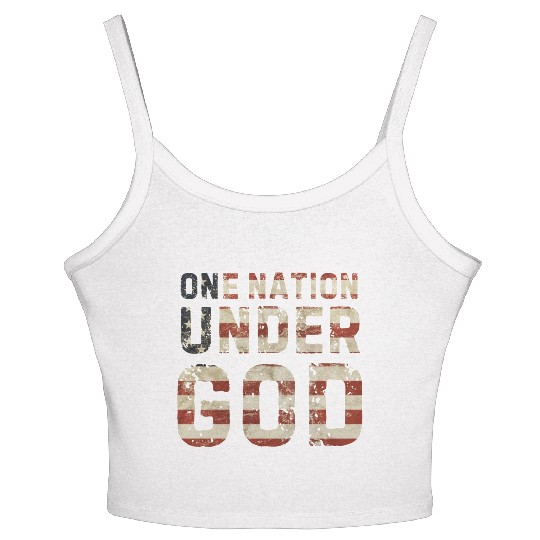 US American Flag One Nation Under God 4th Of July Women's Spaghetti Strap Tank Top