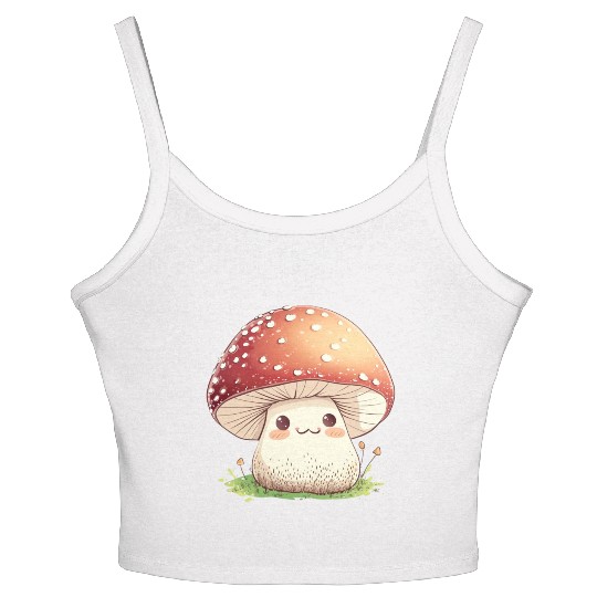 Cute Kawaii Mushrooms Clipart, Cute Mushrooms PNG Women's Spaghetti Strap Tank Top