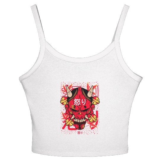 Vintage Red Hannya Demon Tattoo Women's Spaghetti Strap Tank Top