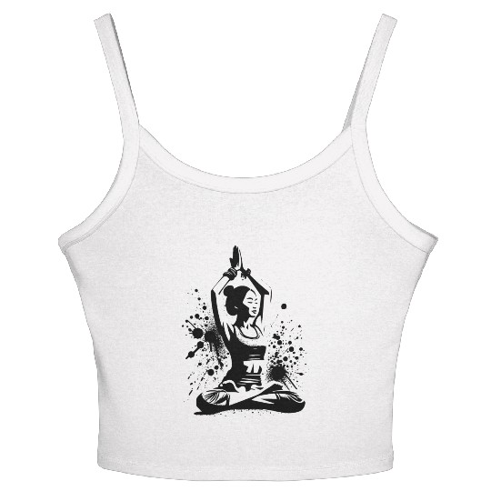 Meditation Relaxation Asian Yoga Teacher Women's Spaghetti Strap Tank Top