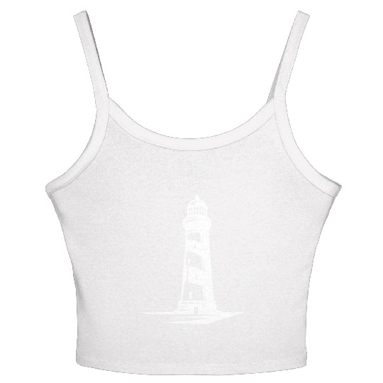 Old Lonely Striped Coastal Lighthouse Women's Spaghetti Strap Tank Top