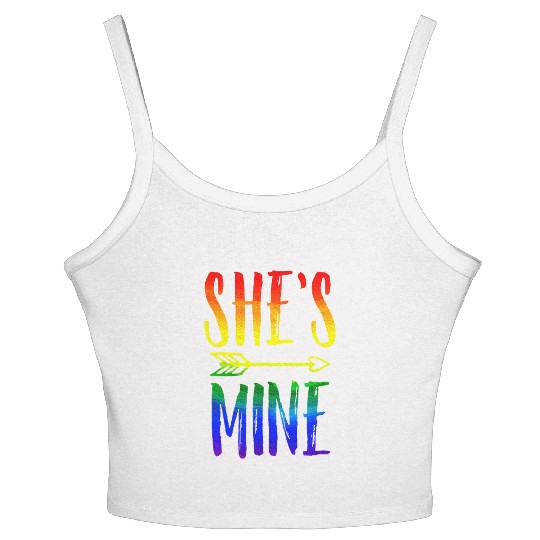 I'm Hers She's Mine LGBT Pride Lesbian Couple Women's Spaghetti Strap Tank Top