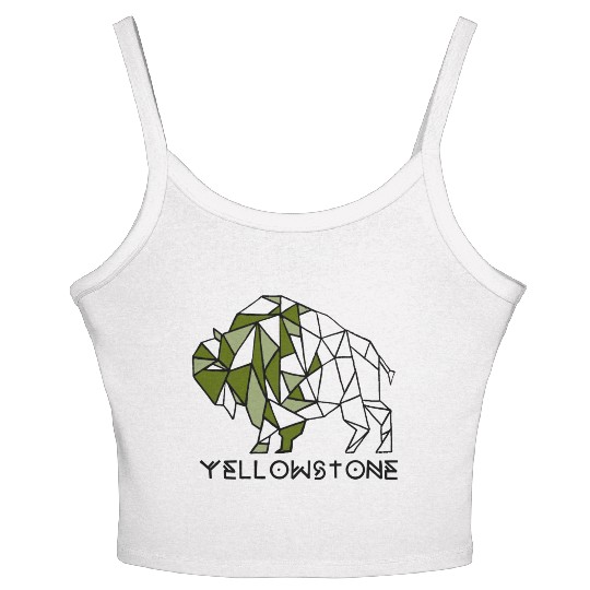 Army Green YStone Bison Design Women's Spaghetti Strap Tank Top