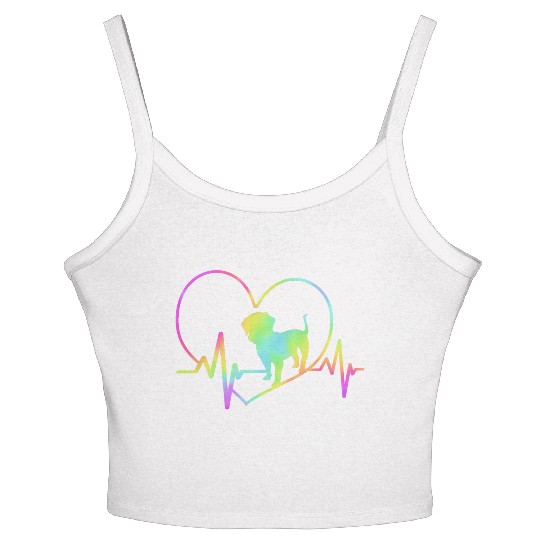 Wirehaired Dachshund Heartbeat Dog Silhouette Women's Spaghetti Strap Tank Top
