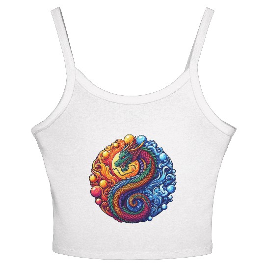 Vibrant Yin Yang Dragon Women's Spaghetti Strap Tank Top