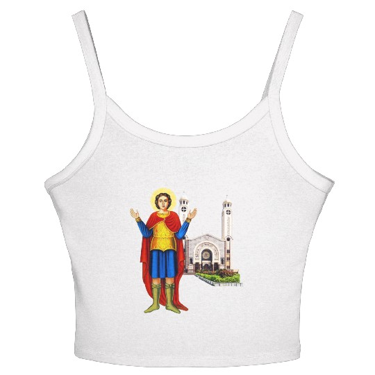 Saint Mina and his Monstary. Coptic church. Women's Spaghetti Strap Tank Top