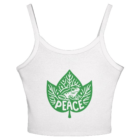 Peaceful Frog - Green version Women's Spaghetti Strap Tank Top