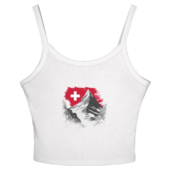 Vacation Skiing, Hiking, Mountain Switzerland Women's Spaghetti Strap Tank Top