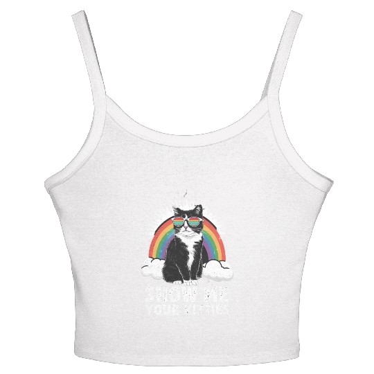 Show Me Your Kitties Funny Lesbian Gay Pride LGBT Women's Spaghetti Strap Tank Top