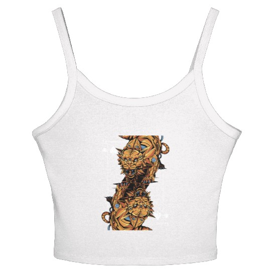 Tiger Steampunk Card Game Queen of Spades Poker Women's Spaghetti Strap Tank Top