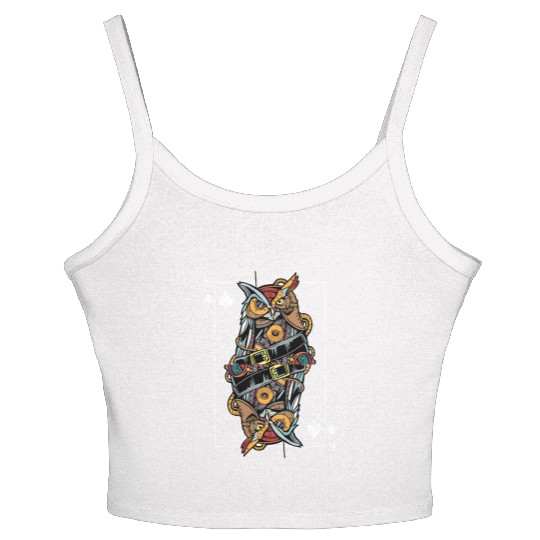 Eagle Owl Steampunk Card Game King of Spades Poker Women's Spaghetti Strap Tank Top