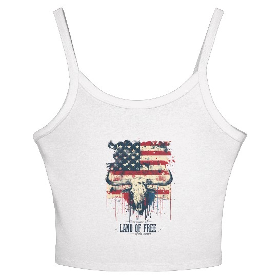 Land of the free because of the brave , 4 July Women's Spaghetti Strap Tank Top