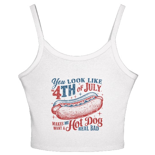 You Look Like 4th Of July Makes Me Want A Hot Dog Women's Spaghetti Strap Tank Top