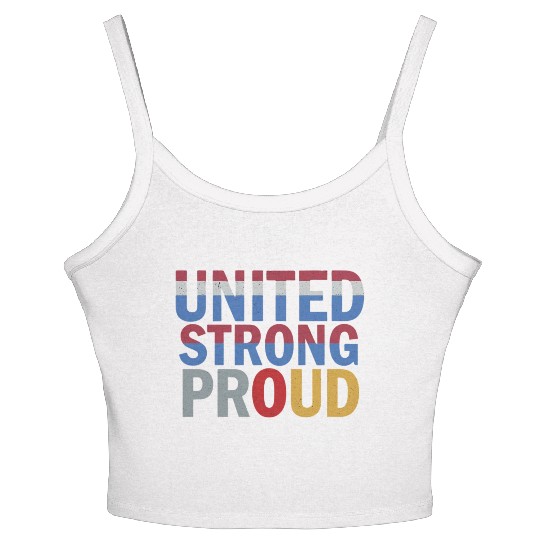 Patriotic United Color Block Design Women's Spaghetti Strap Tank Top