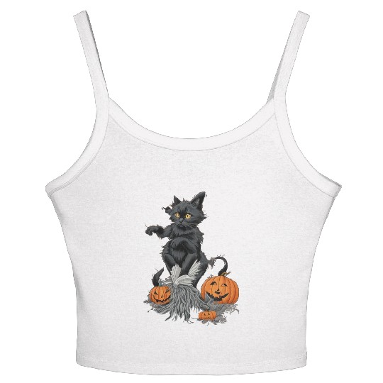 Witchy Black Cat Women's Spaghetti Strap Tank Top
