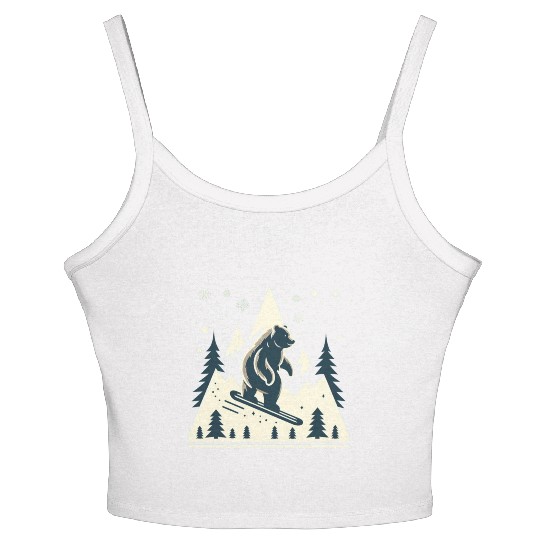Skiing Grizzly Women's Spaghetti Strap Tank Top