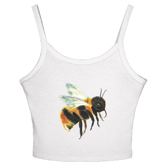 Cute Bumble Bee Flying Illustration Women's Spaghetti Strap Tank Top
