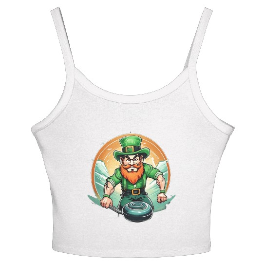 St. Patrick's Day Shamrock St Paddy's Day Curling Women's Spaghetti Strap Tank Top