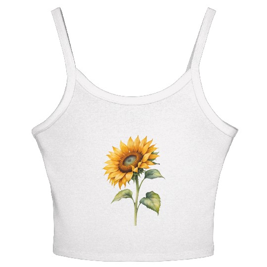Sunflower watercolor for Nature Lovers Women's Spaghetti Strap Tank Top