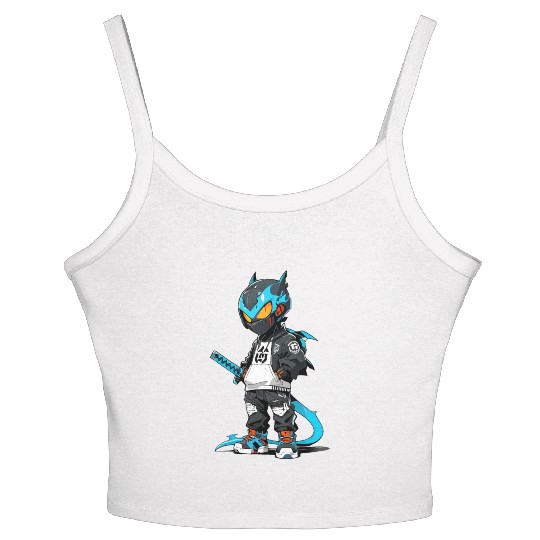 Chibi Dragon Ninja Character Women's Spaghetti Strap Tank Top