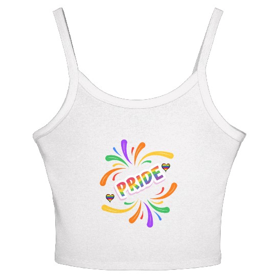 LGBTQ pride month 2024- pride Rainbow Women's Spaghetti Strap Tank Top