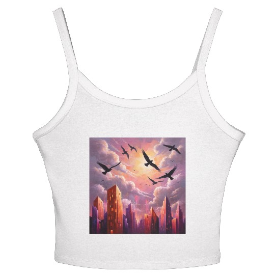 Geometric Twilight City Women's Spaghetti Strap Tank Top