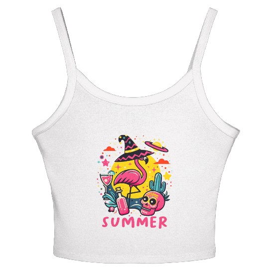 Paradise Tropical Flamingo Summer Women's Spaghetti Strap Tank Top